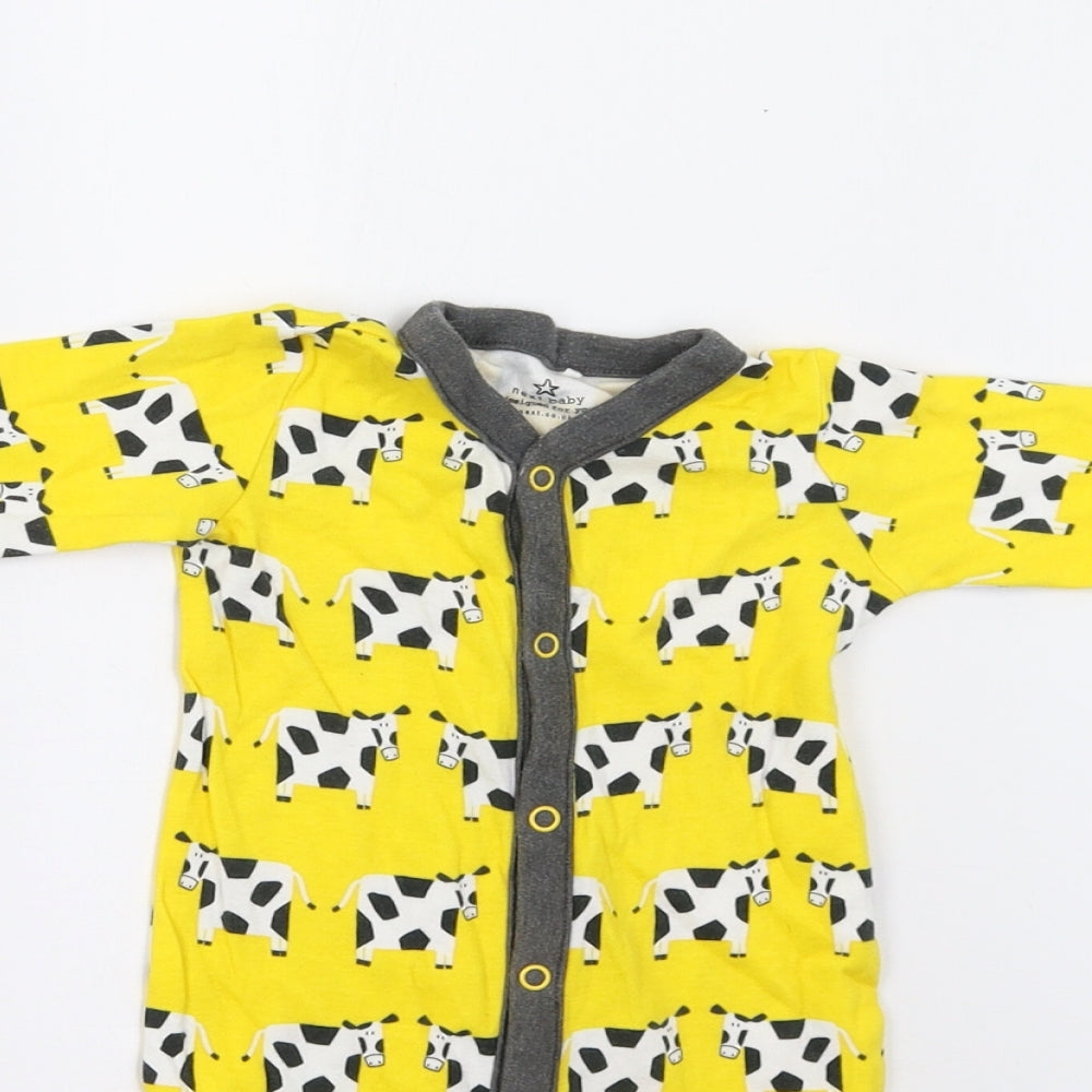 NEXT Baby Yellow   Babygrow One-Piece Size 0-3 Months  - Cows