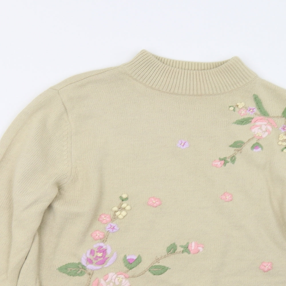 Berkertex Womens Beige Floral Knit Pullover Jumper Size 14