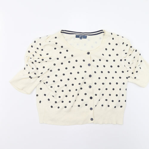 Evie Womens Beige Polka Dot Knit Cardigan Jumper Size 14