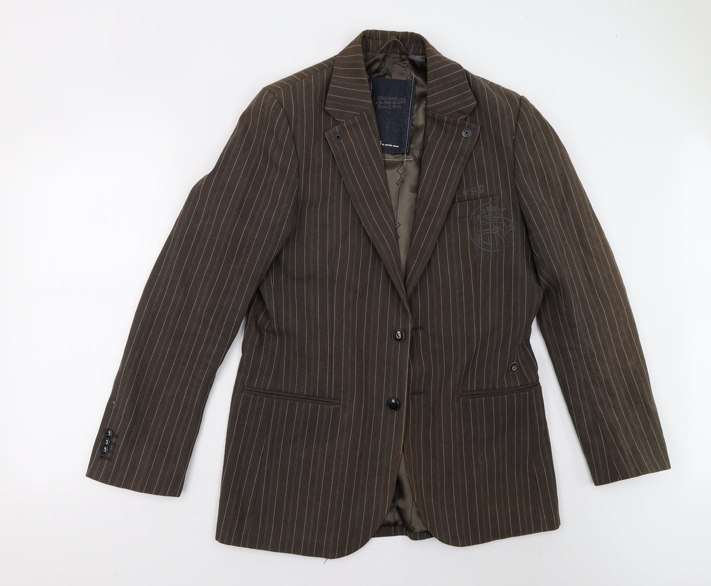 G Star Mens Brown Striped  Jacket Blazer Size M