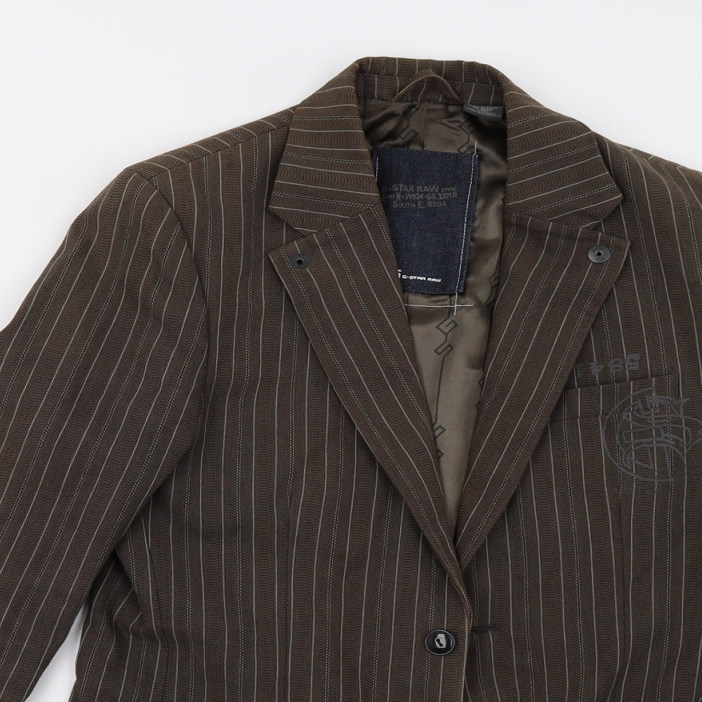 G Star Mens Brown Striped  Jacket Blazer Size M