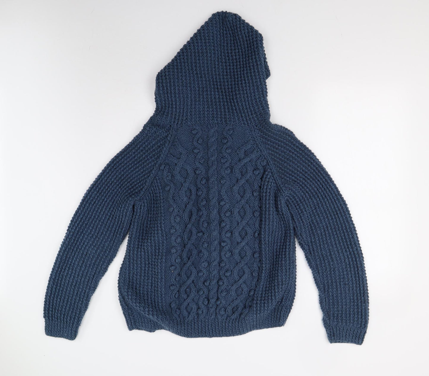 Preworn Womens Blue Argyle/Diamond Knit Cardigan Jumper Size M  - Aran