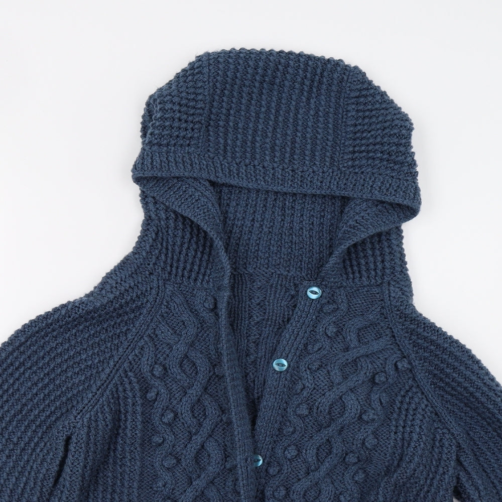 Preworn Womens Blue Argyle/Diamond Knit Cardigan Jumper Size M  - Aran