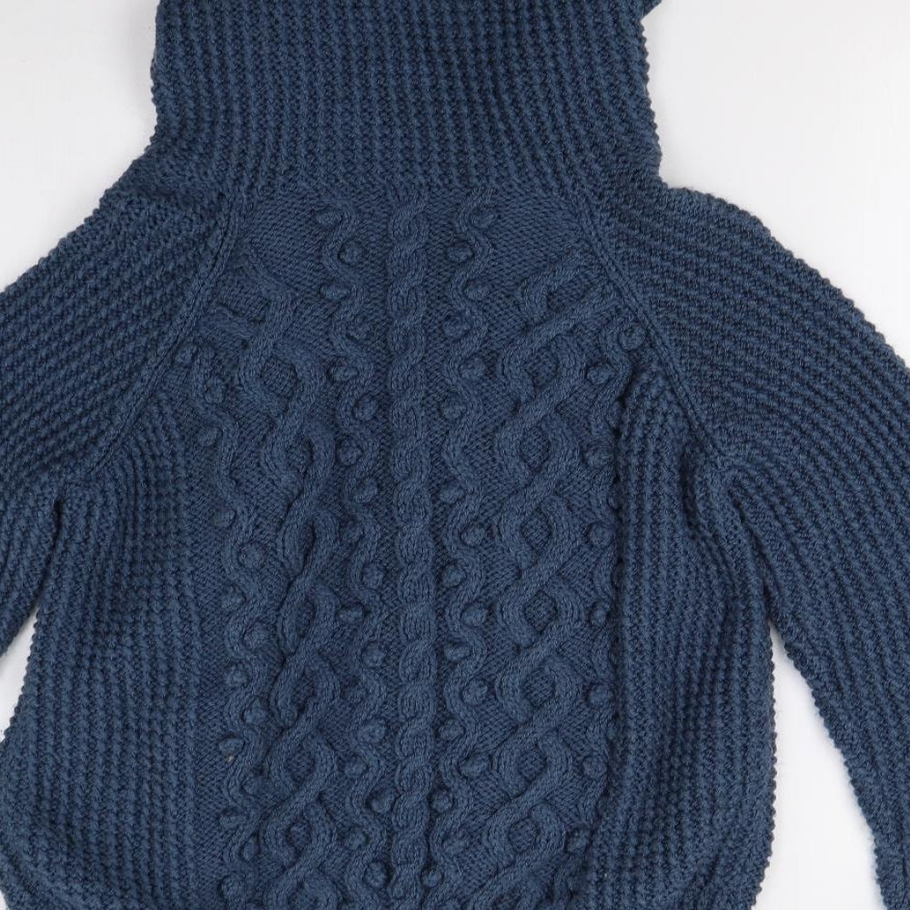 Preworn Womens Blue Argyle/Diamond Knit Cardigan Jumper Size M  - Aran
