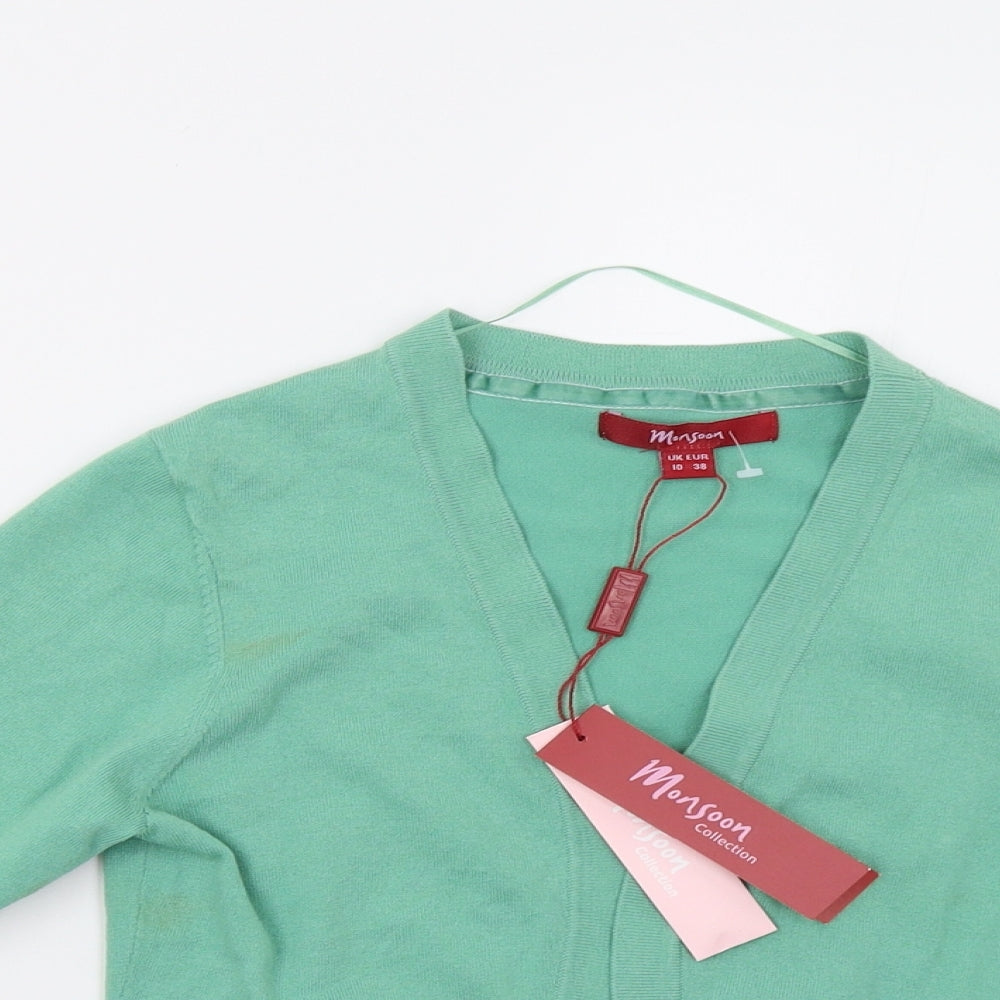 Monsoon Womens Green  Knit Cardigan Jumper Size 10