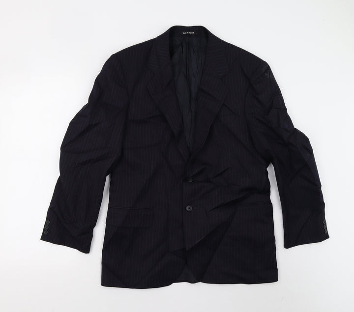M&S Mens Blue Striped Jacket Suit Jacket Size 38