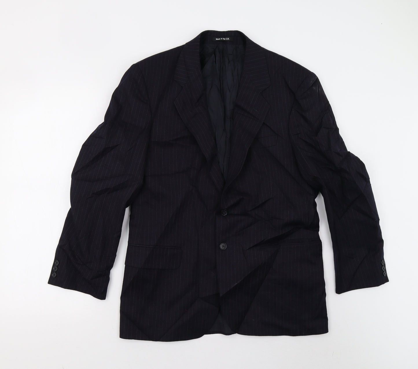 M&S Mens Blue Striped  Jacket Suit Jacket Size 38