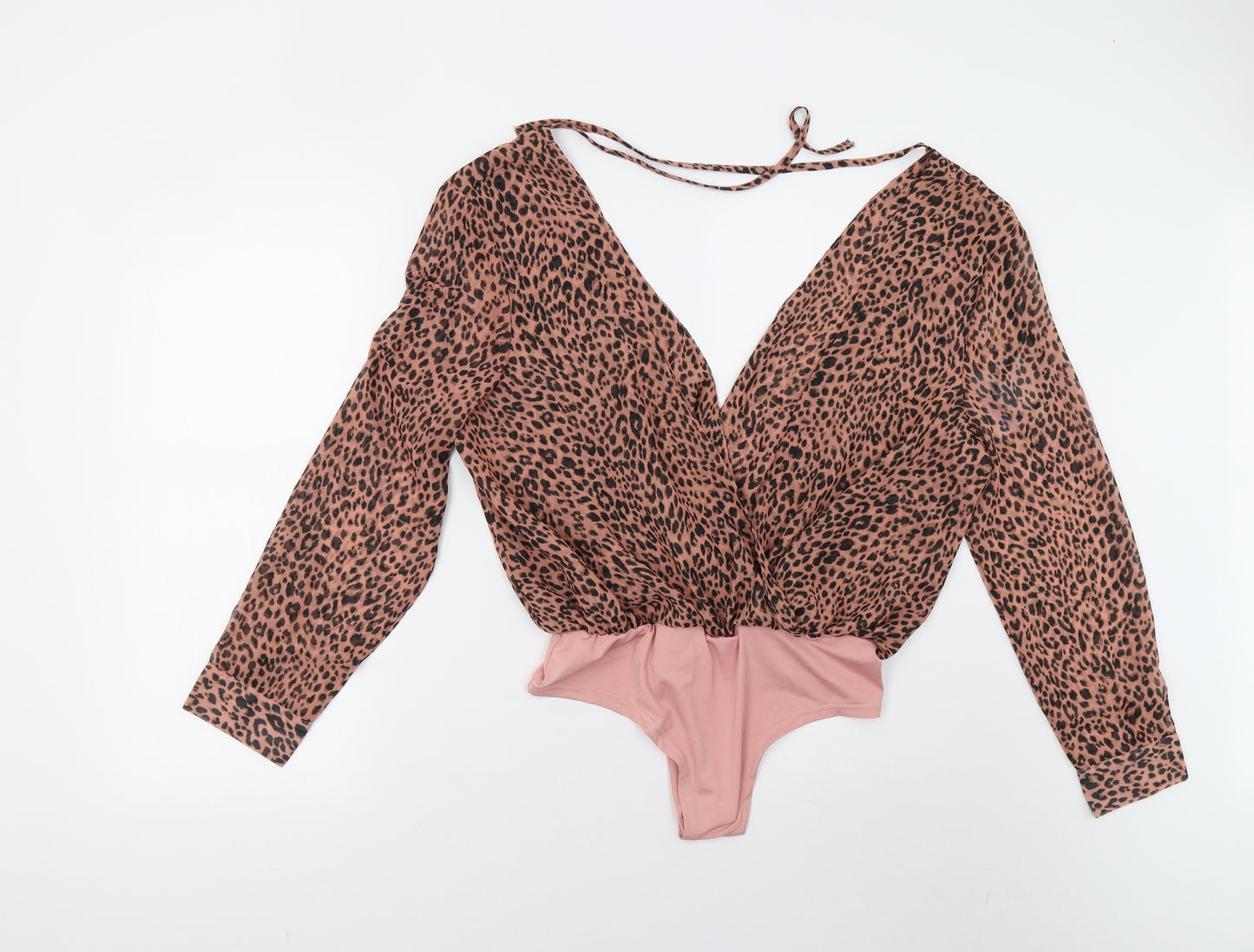 Missguided Womens Multicoloured Animal Print  Bodysuit One-Piece Size 16