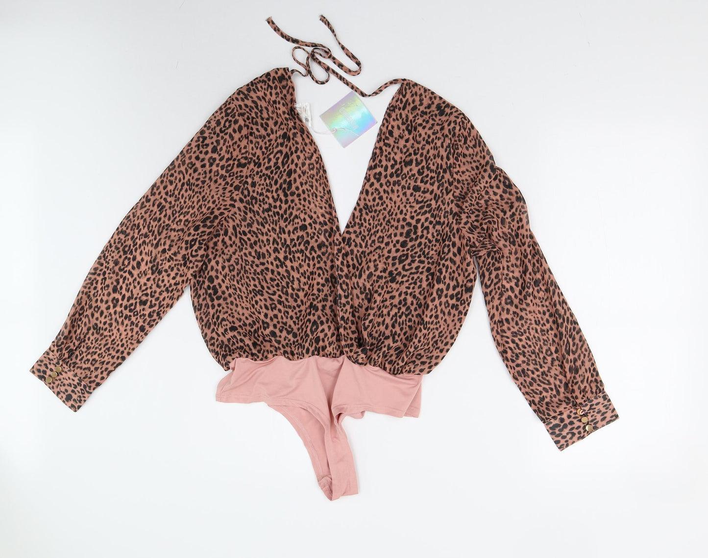 Missguided Womens Multicoloured Animal Print  Bodysuit One-Piece Size 16