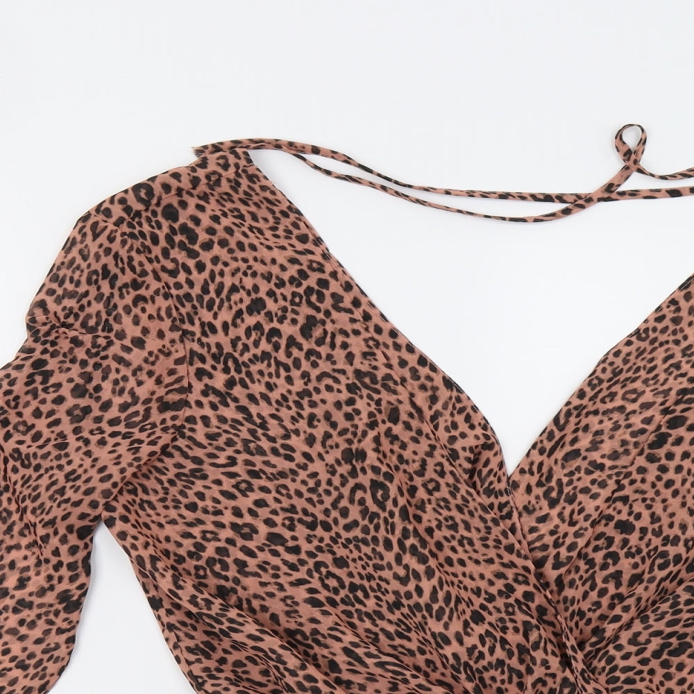 Missguided Womens Multicoloured Animal Print  Bodysuit One-Piece Size 16