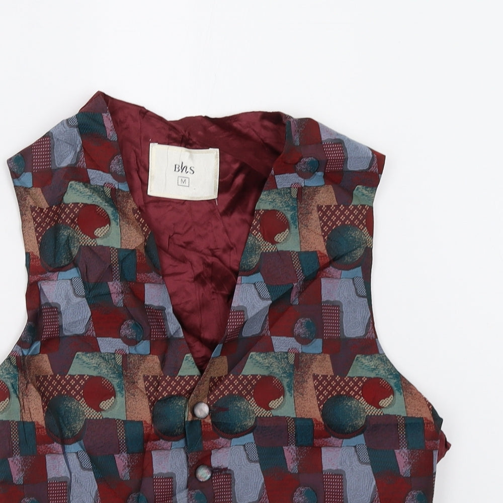 BHS Mens Multicoloured Geometric   Suit Waistcoat Size M