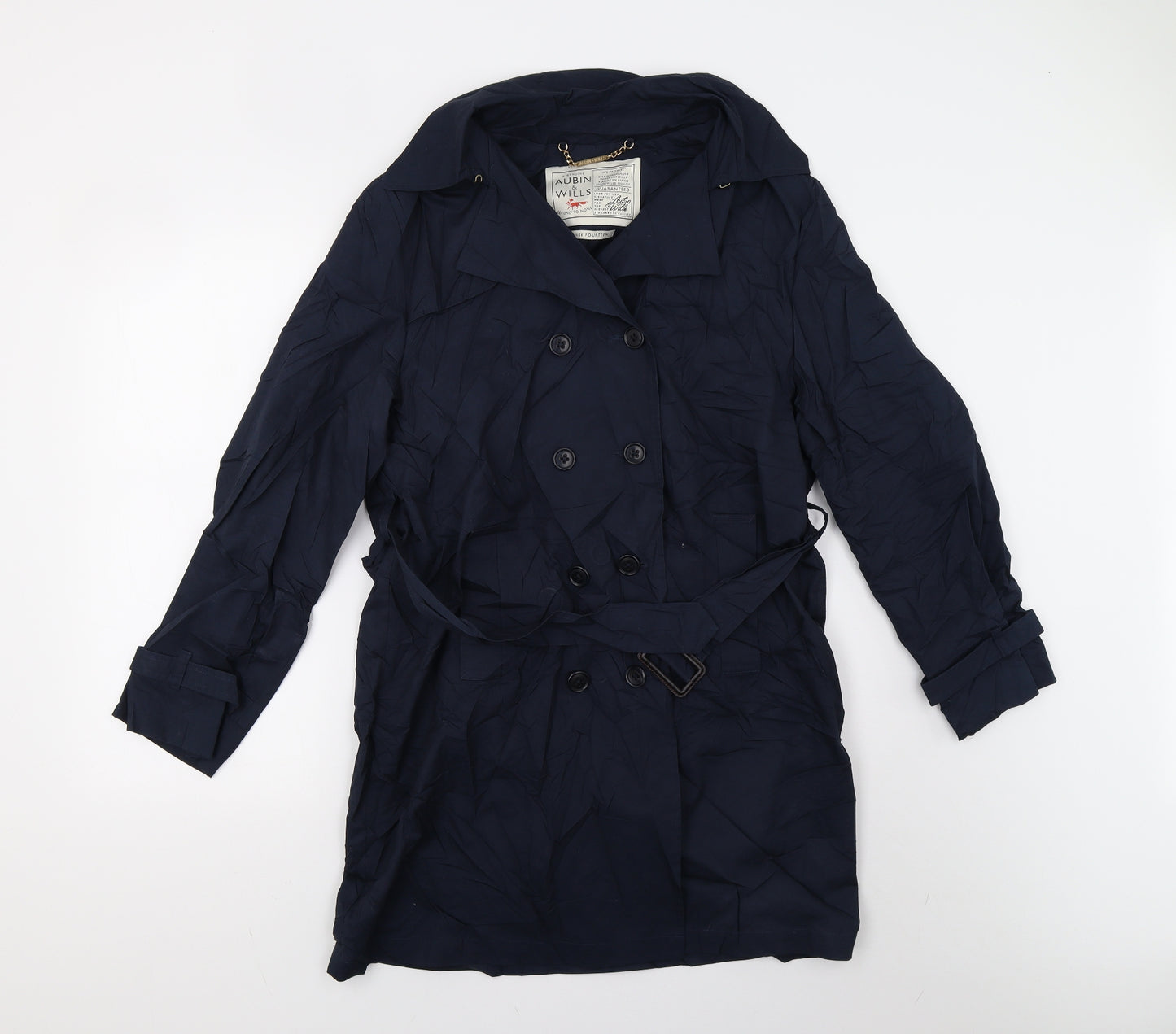 AUBIN & WILLS Womens Blue   Trench Coat Coat Size 14