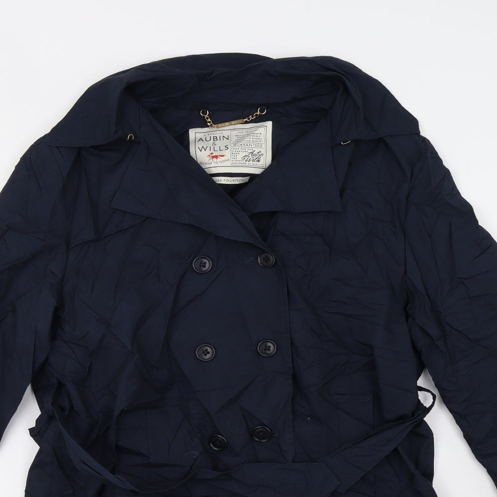 AUBIN & WILLS Womens Blue   Trench Coat Coat Size 14