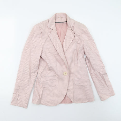 Bay Trading Womens Pink Striped  Jacket Suit Jacket Size S