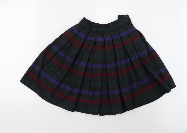 Perry Ellis Girls Multicoloured Striped Tweed Pleated Skirt Size 14 Years