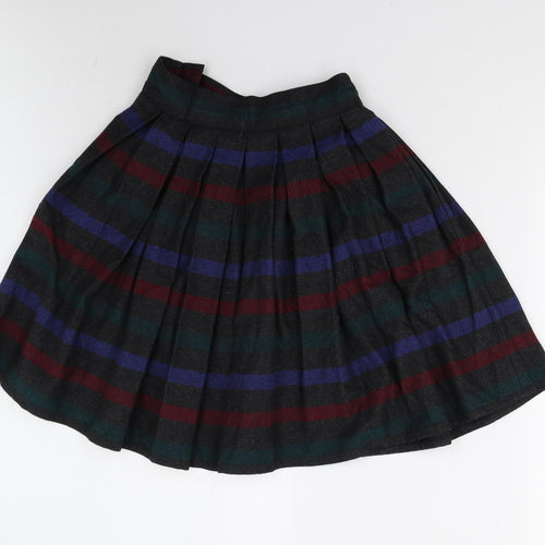 Perry Ellis Girls Multicoloured Striped Tweed Pleated Skirt Size 14 Years
