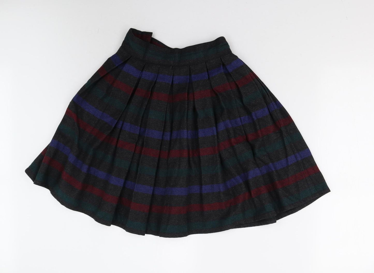 Perry Ellis Girls Multicoloured Striped Tweed Pleated Skirt Size 14 Years