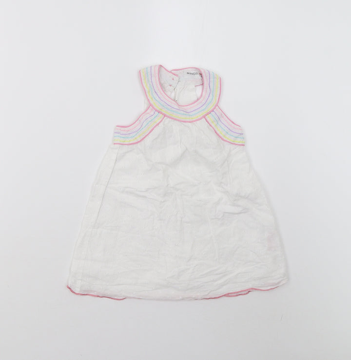 Minoti Girls White Shift Size 18-24 Months