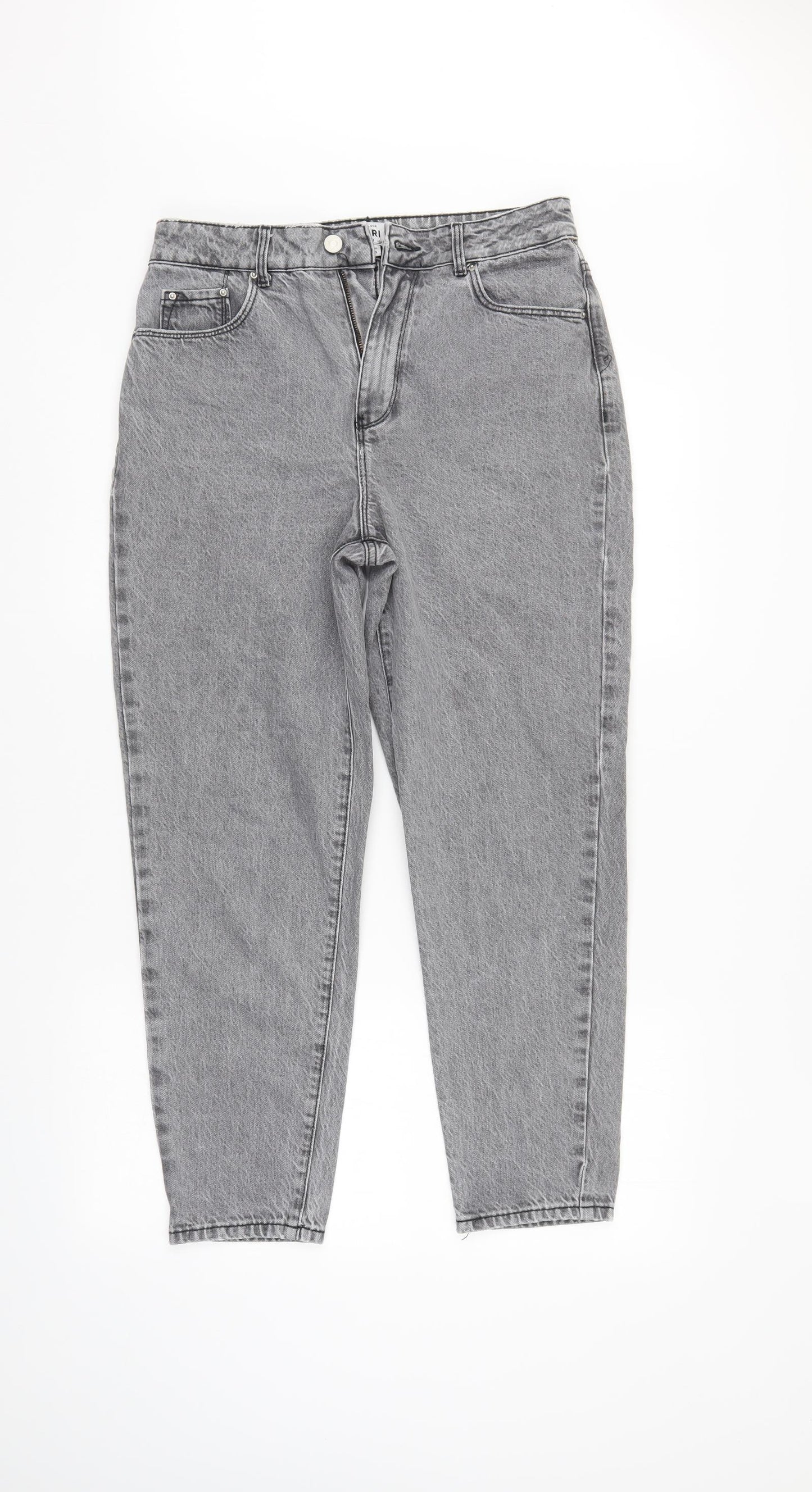 New Look Womens Grey  Denim Straight Jeans Size 10 L27 in