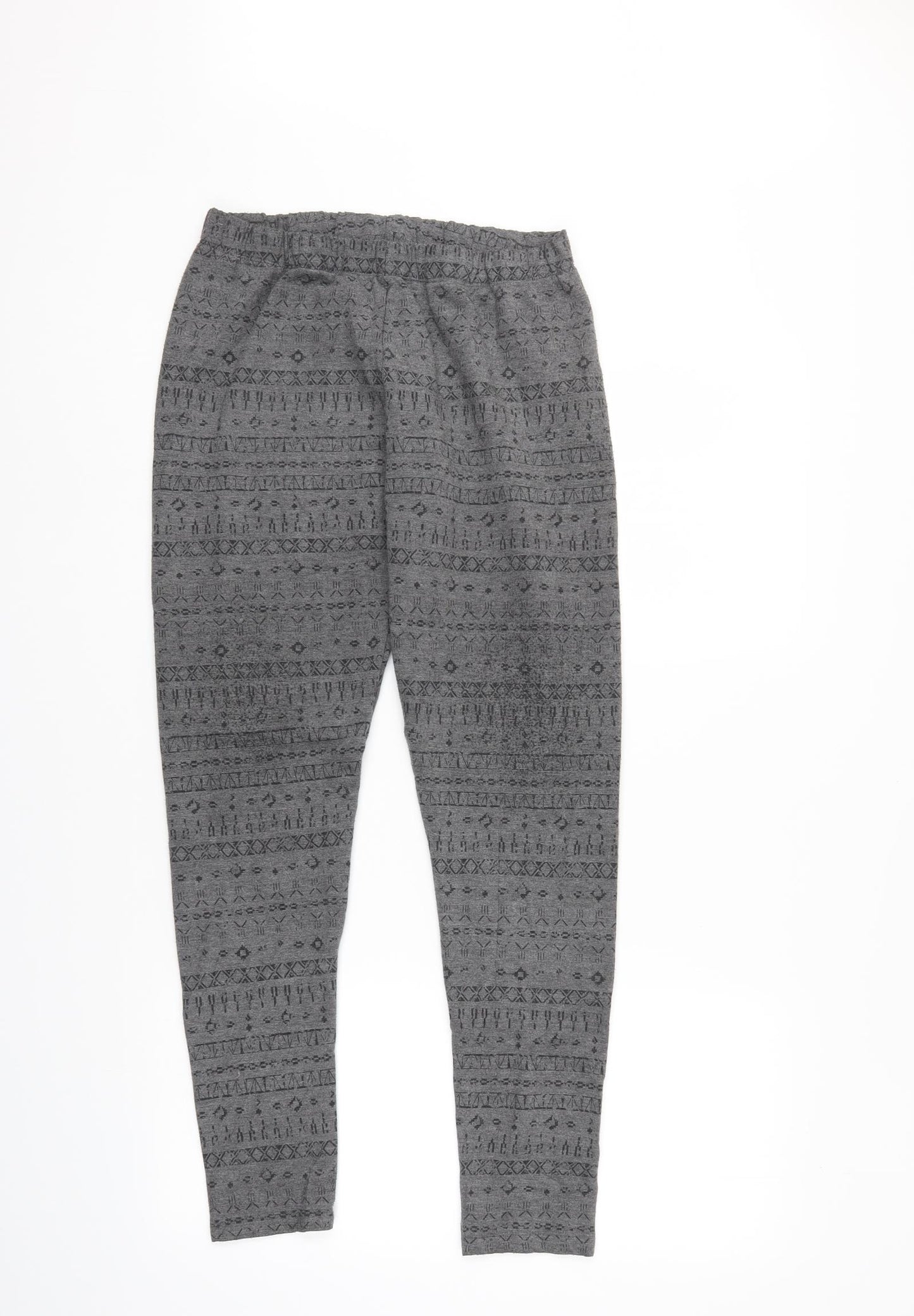 ESMARA Womens Grey Geometric   Leggings Size 12 L29 in