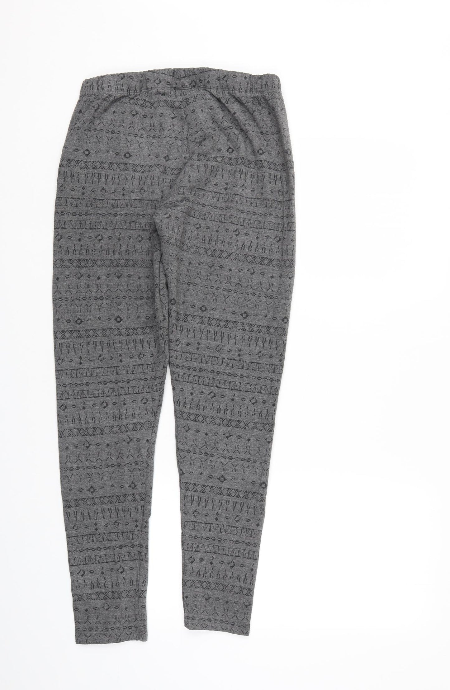 ESMARA Womens Grey Geometric   Leggings Size 12 L29 in