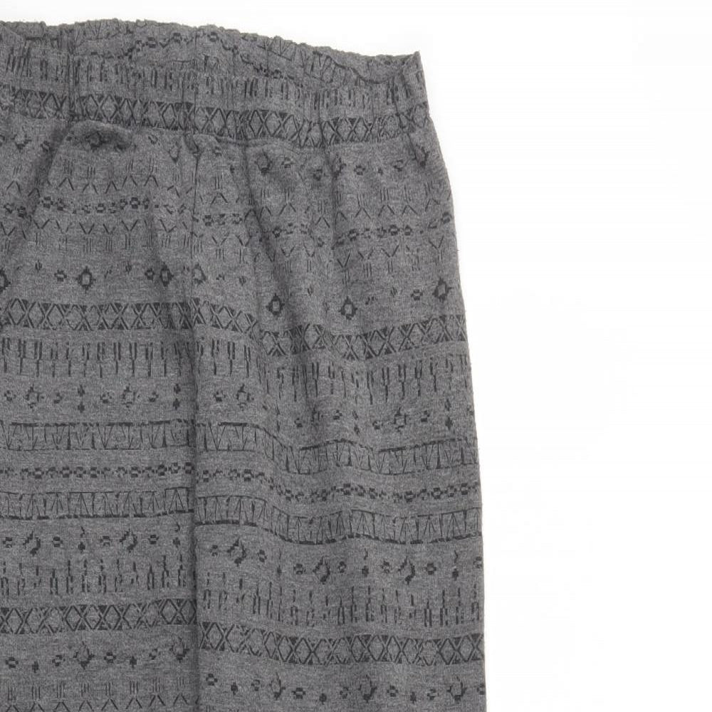 ESMARA Womens Grey Geometric   Leggings Size 12 L29 in