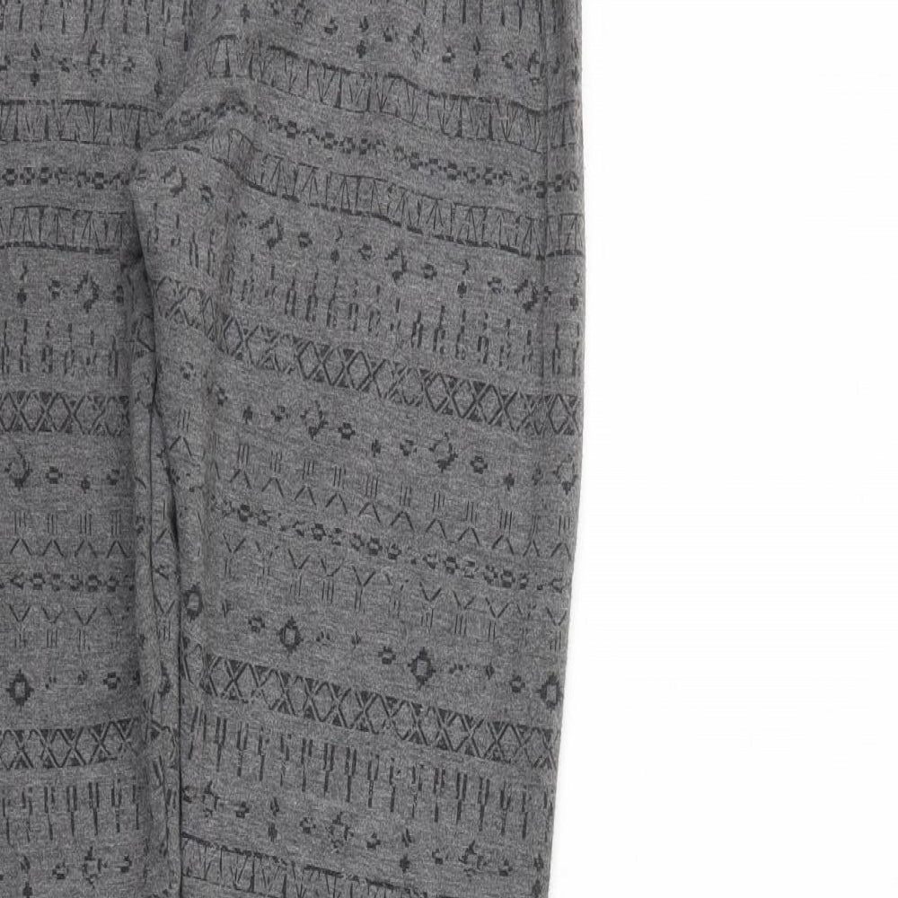 ESMARA Womens Grey Geometric   Leggings Size 12 L29 in
