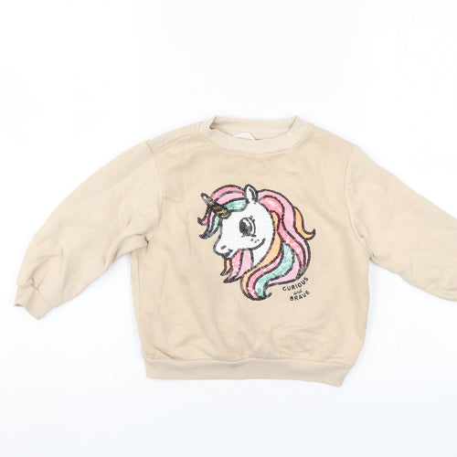H&M Girls Beige   Pullover Sweatshirt Size 2-3 Years