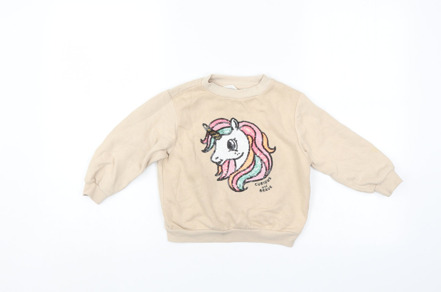 H&M Girls Beige   Pullover Sweatshirt Size 2-3 Years