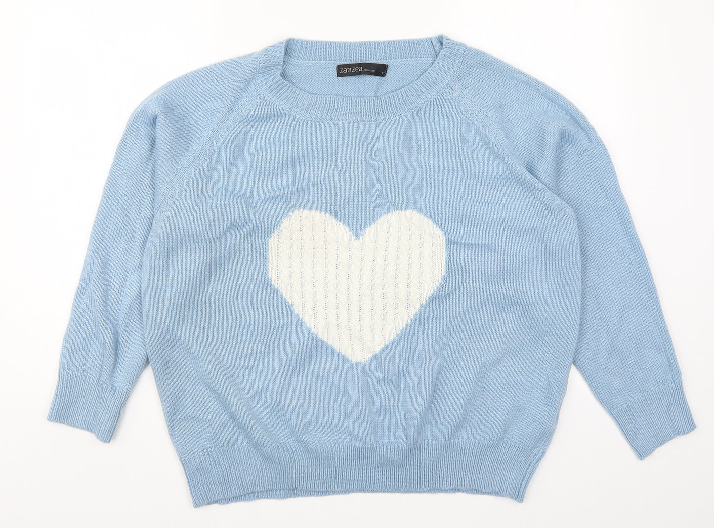 Zanzea Womens Blue  Knit Pullover Jumper Size XL  - Love Heart
