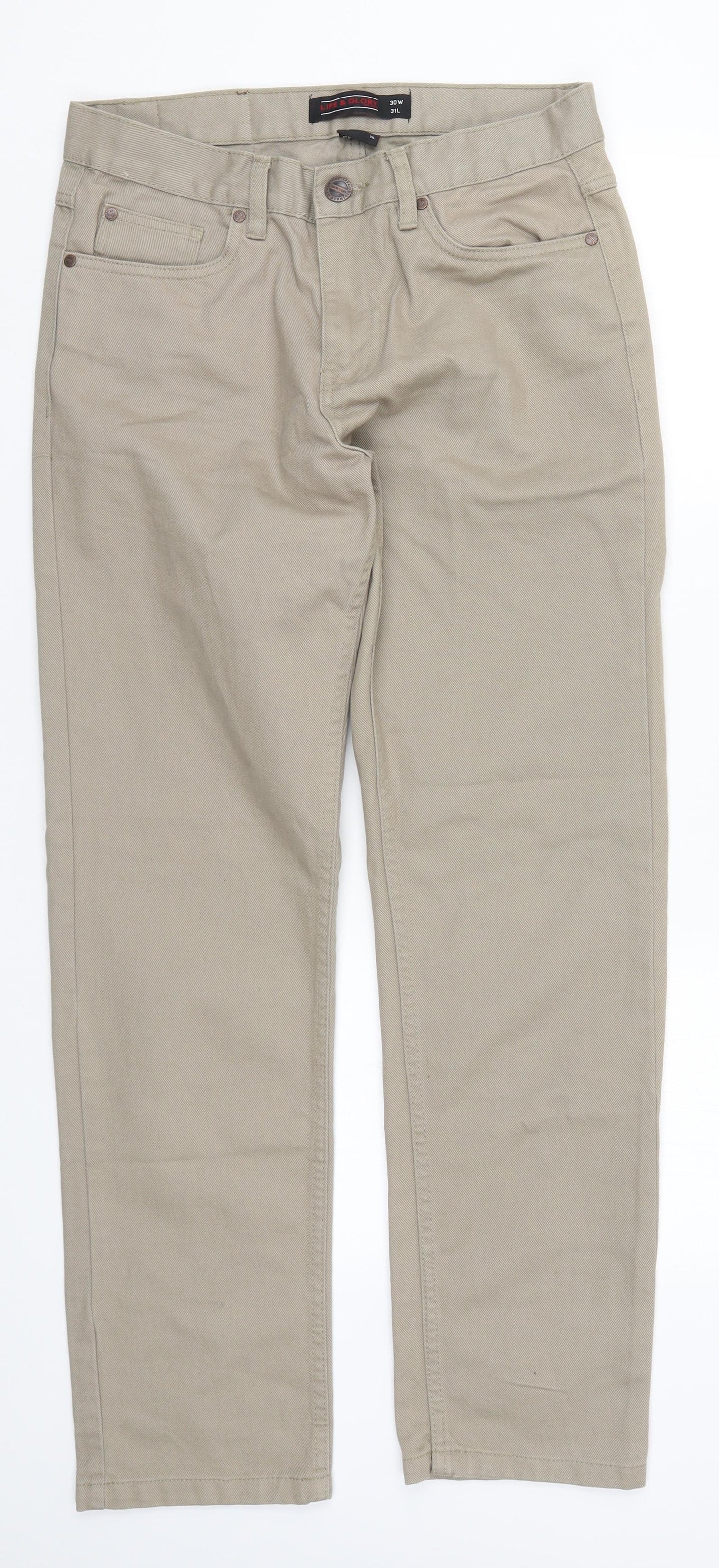 Life & Glory Mens Beige  Denim Straight Jeans Size 30 L31 in