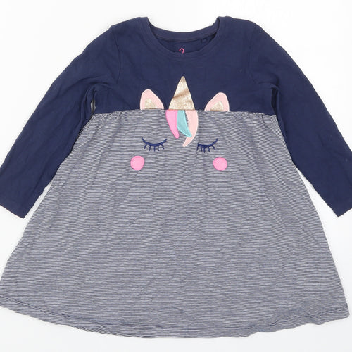 NEXT Girls Blue Striped  A-Line  Size 2-3 Years  - Unicorn