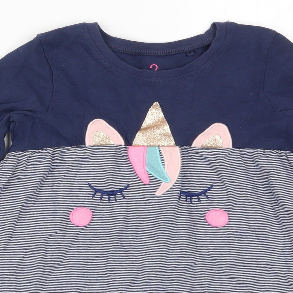 NEXT Girls Blue Striped  A-Line  Size 2-3 Years  - Unicorn