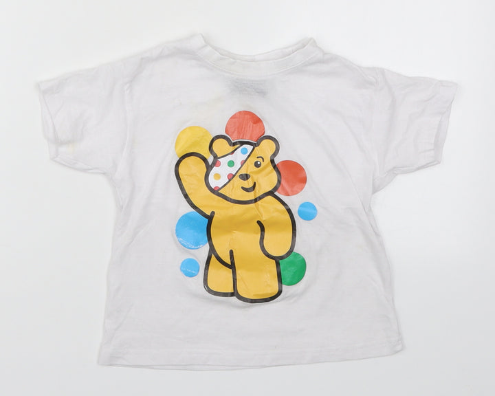 Preworn Boys White Basic T-Shirt Size 3-4 Years - Pudsey
