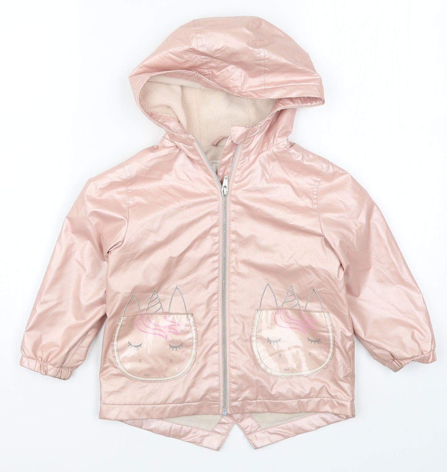 NEXT Girls Pink   Basic Coat Coat Size 2-3 Years  - Unicorn