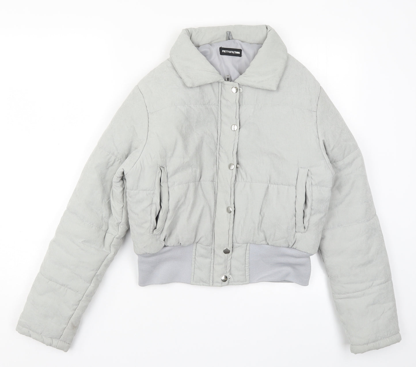 PRETTYLITTLETHING Womens Grey   Puffer Jacket Coat Size 8