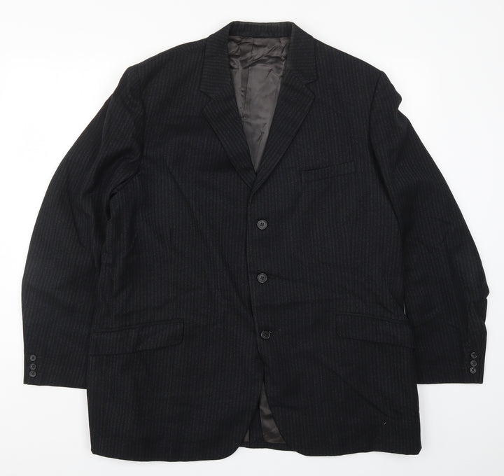 Burleigh Mens Blue Striped Jacket Suit Jacket Size 44