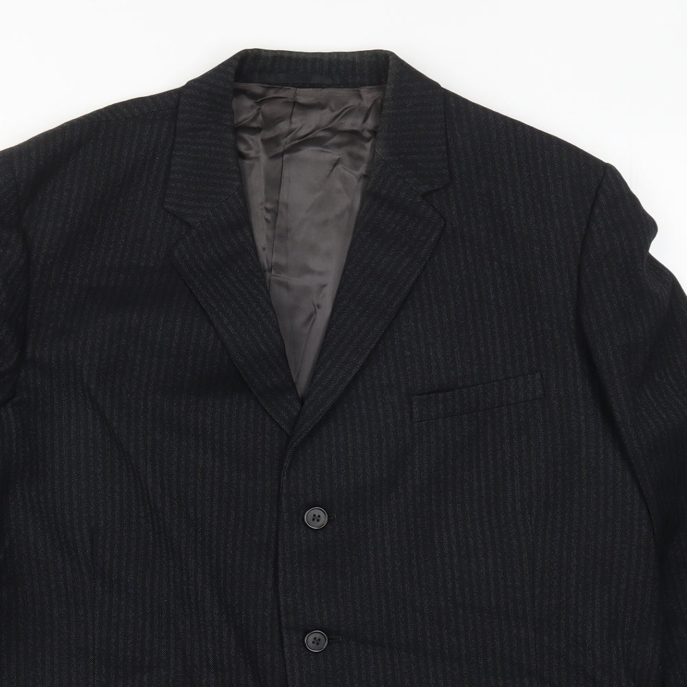 Burleigh Mens Blue Striped  Jacket Suit Jacket Size 44