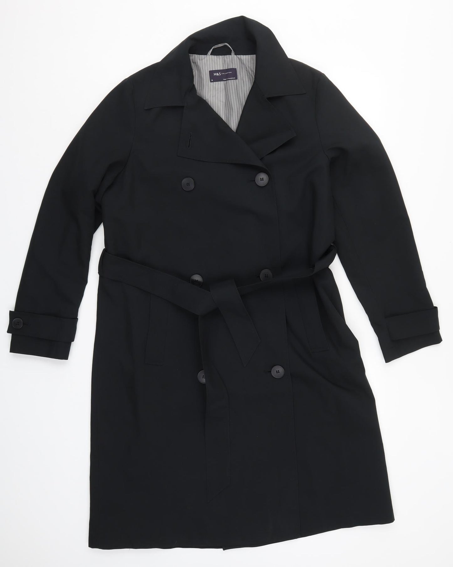 Marks and Spencer Womens Black   Trench Coat Coat Size 14