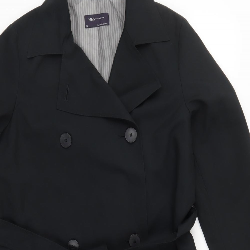 Marks and Spencer Womens Black   Trench Coat Coat Size 14