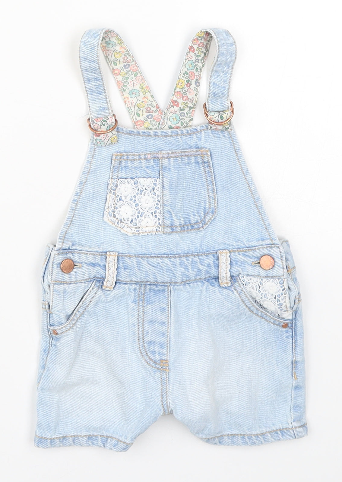 NEXT Girls Blue  Denim Dungaree One-Piece Size 12-18 Months