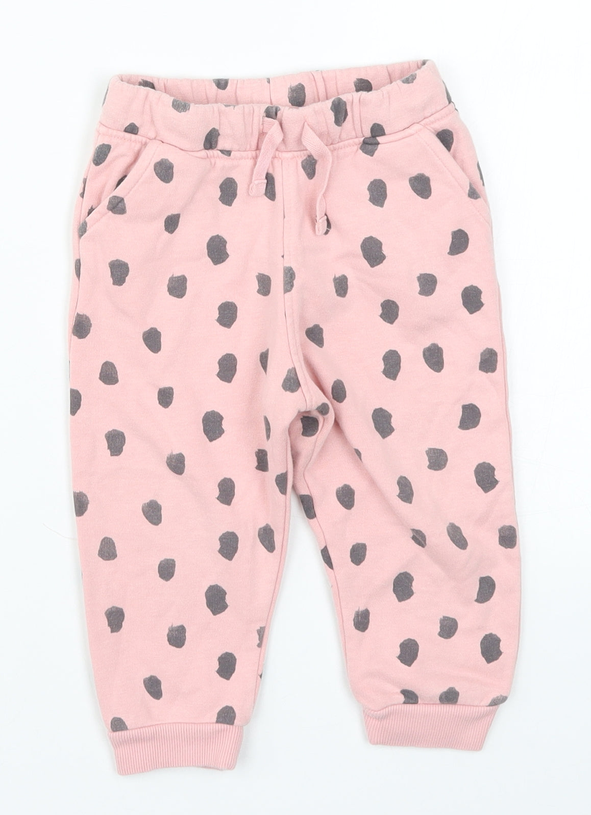 Marks and Spencer Girls Pink Polka Dot  Sweatpants Trousers Size 12-18 Months