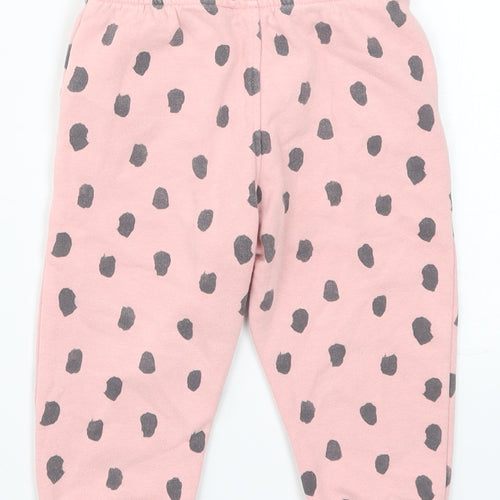 Marks and Spencer Girls Pink Polka Dot  Sweatpants Trousers Size 12-18 Months