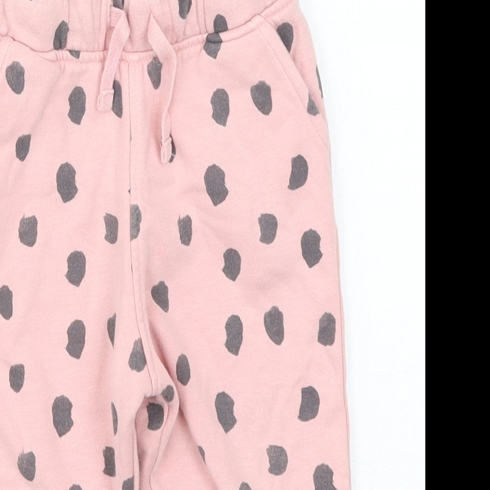 Marks and Spencer Girls Pink Polka Dot  Sweatpants Trousers Size 12-18 Months