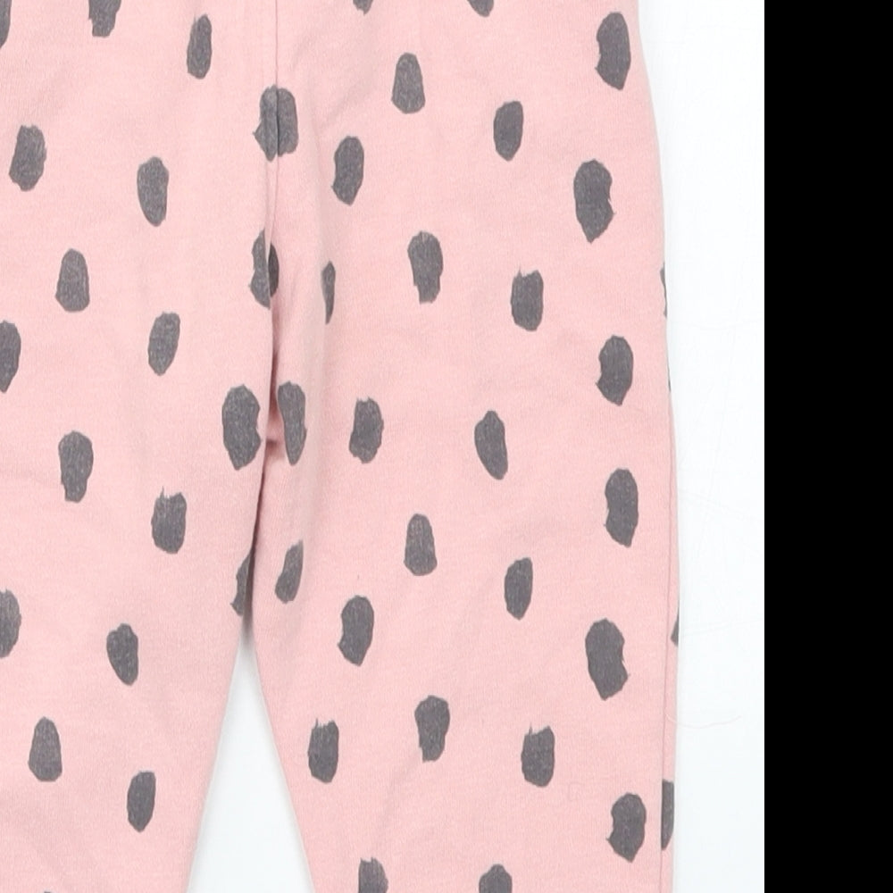 Marks and Spencer Girls Pink Polka Dot  Sweatpants Trousers Size 12-18 Months