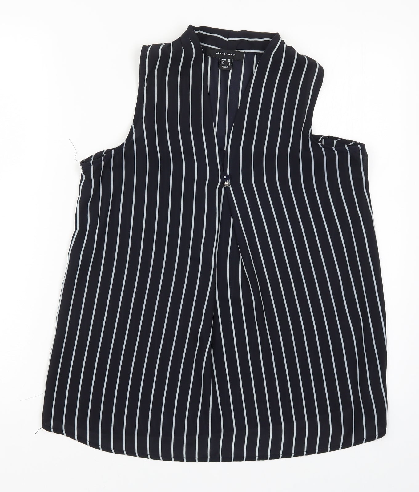 Atmosphere Womens Blue Striped  Basic Tank Size 10