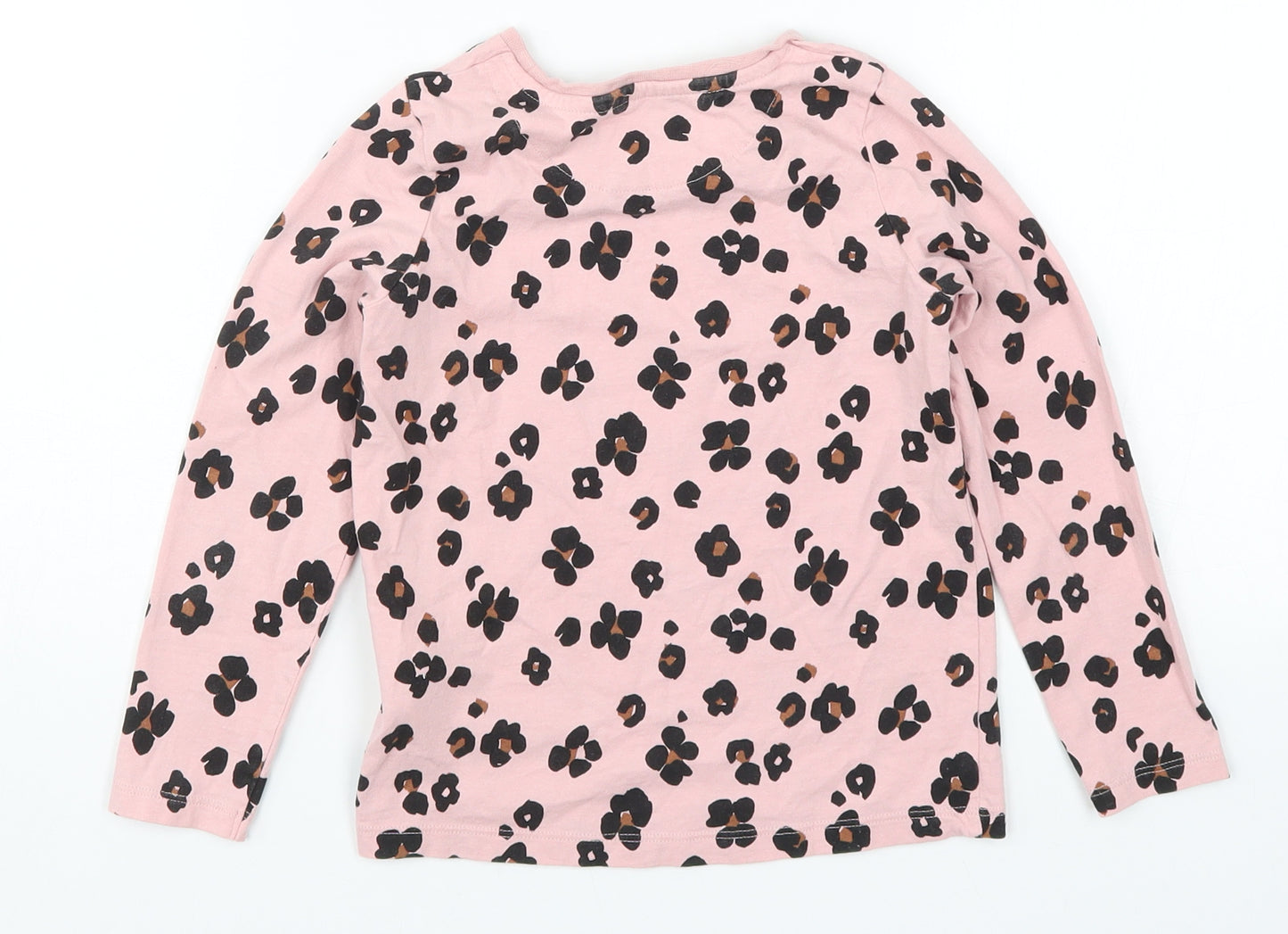 Marks and Spencer Girls Pink Animal Print  Basic T-Shirt Size 5-6 Years