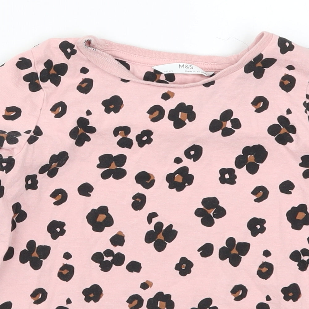 Marks and Spencer Girls Pink Animal Print  Basic T-Shirt Size 5-6 Years