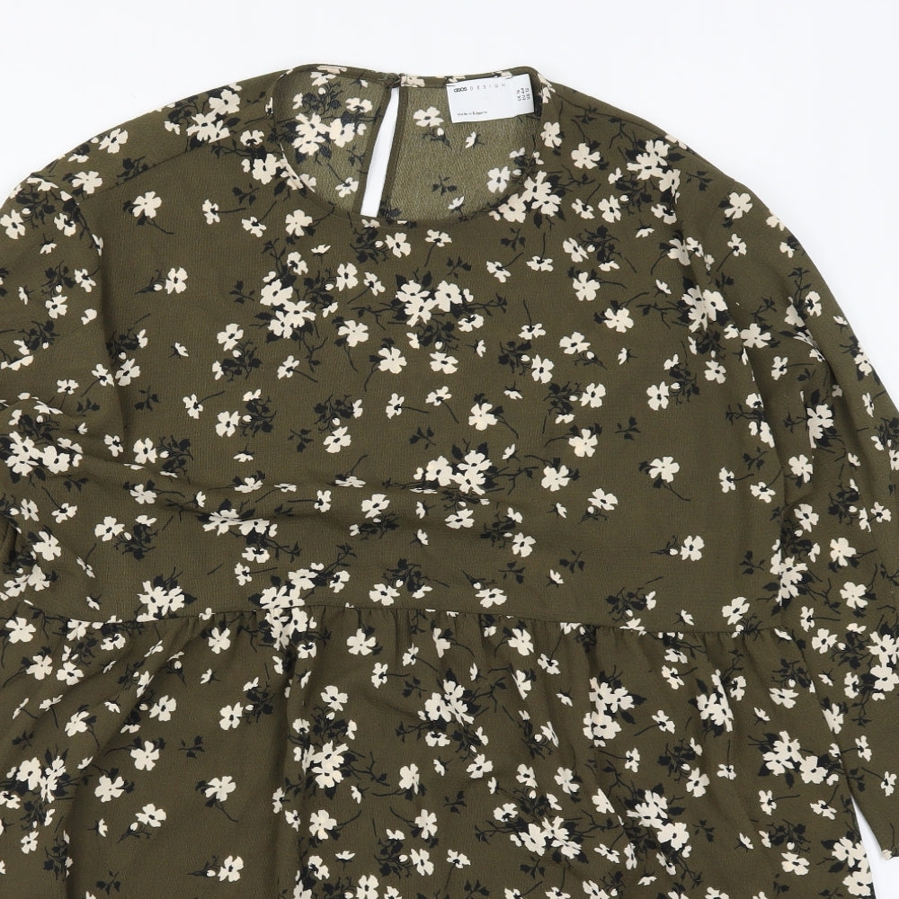 ASOS Womens Green Floral  Skater Dress  Size 16