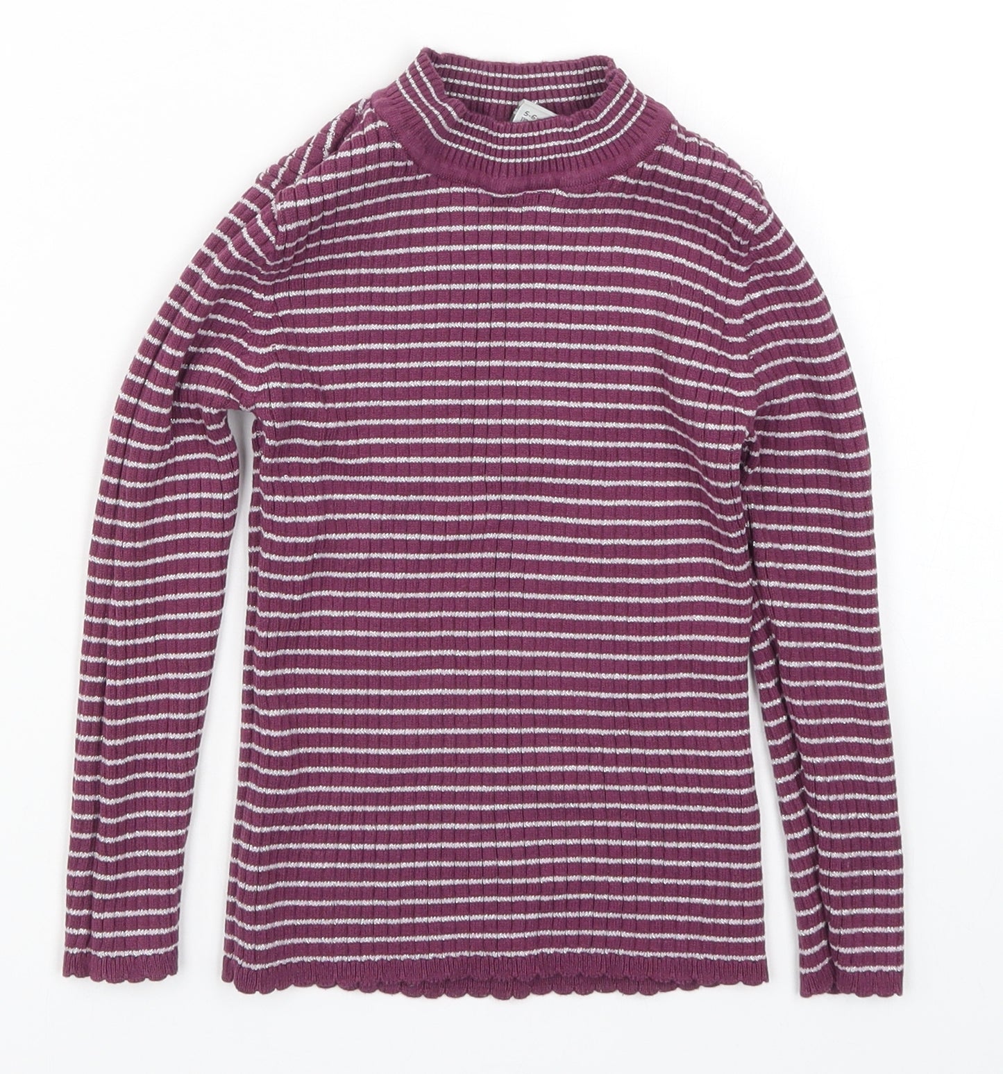 TU Girls Purple Striped Knit Pullover Jumper Size 5-6 Years